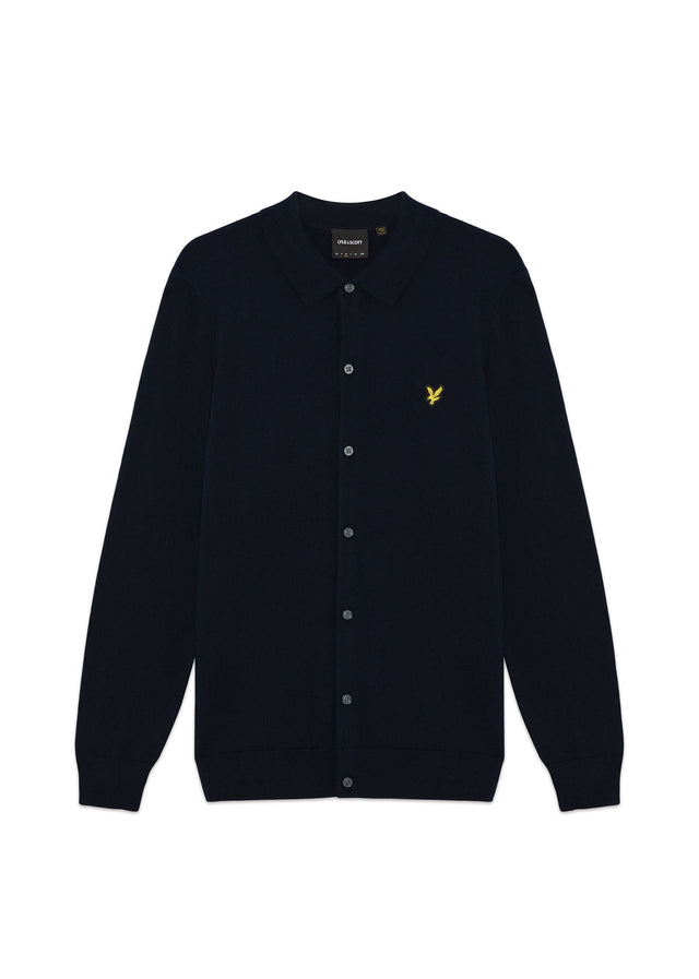 Lyle & Scott Hemden Cotton merino knitted shirt - dark navy