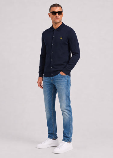 Lyle & Scott Hemden Cotton merino knitted shirt - dark navy