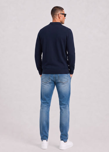Lyle & Scott Hemden Cotton merino knitted shirt - dark navy