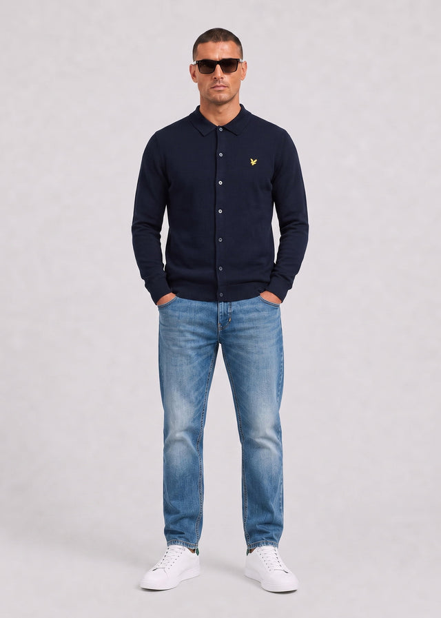 Lyle & Scott Hemden Cotton merino knitted shirt - dark navy