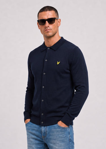 Lyle & Scott Hemden Cotton merino knitted shirt - dark navy
