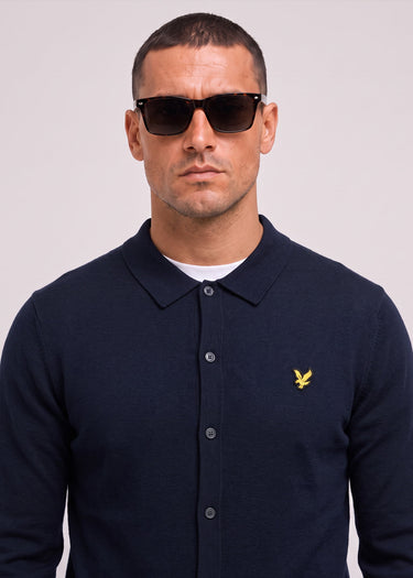 Lyle & Scott Hemden Cotton merino knitted shirt - dark navy