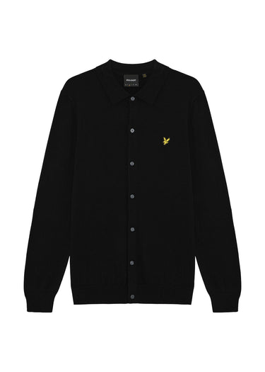 Lyle & Scott Hemden Cotton merino knitted shirt - jet black