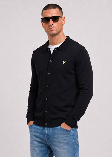 Lyle & Scott Hemden Cotton merino knitted shirt - jet black