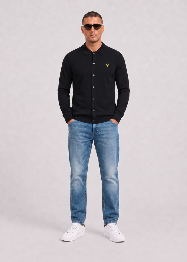 Lyle & Scott Hemden Cotton merino knitted shirt - jet black