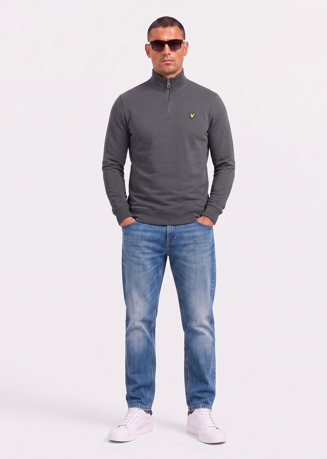 Lyle & Scott Pullover Loopback quarter zip sweat - gunmetal