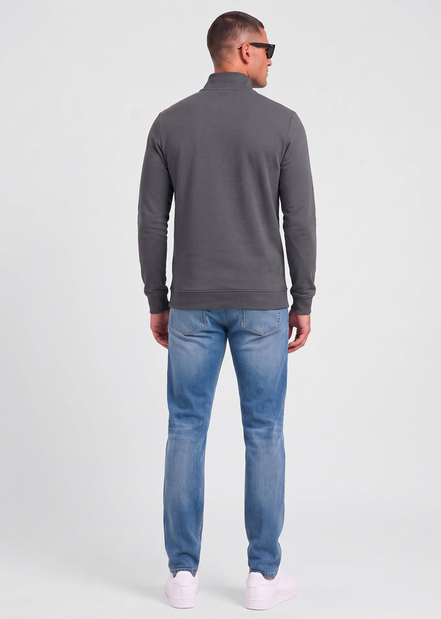 Lyle & Scott Pullover Loopback quarter zip sweat - gunmetal