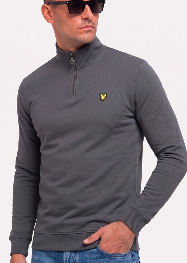 Lyle & Scott Pullover Loopback quarter zip sweat - gunmetal