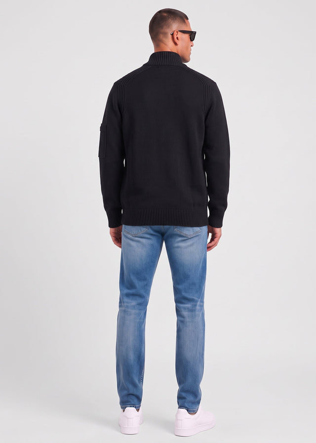 Lyle & Scott Sweatjacken Rib insert button through jumper - jet black