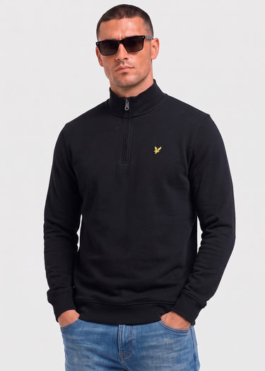 Loopback quarter zip sweat - jet black