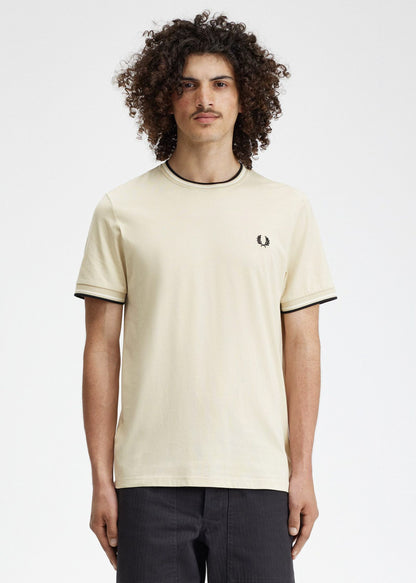 Fred Perry T-shirts  Twin tipped t-shirt - oatmeal ecru black 