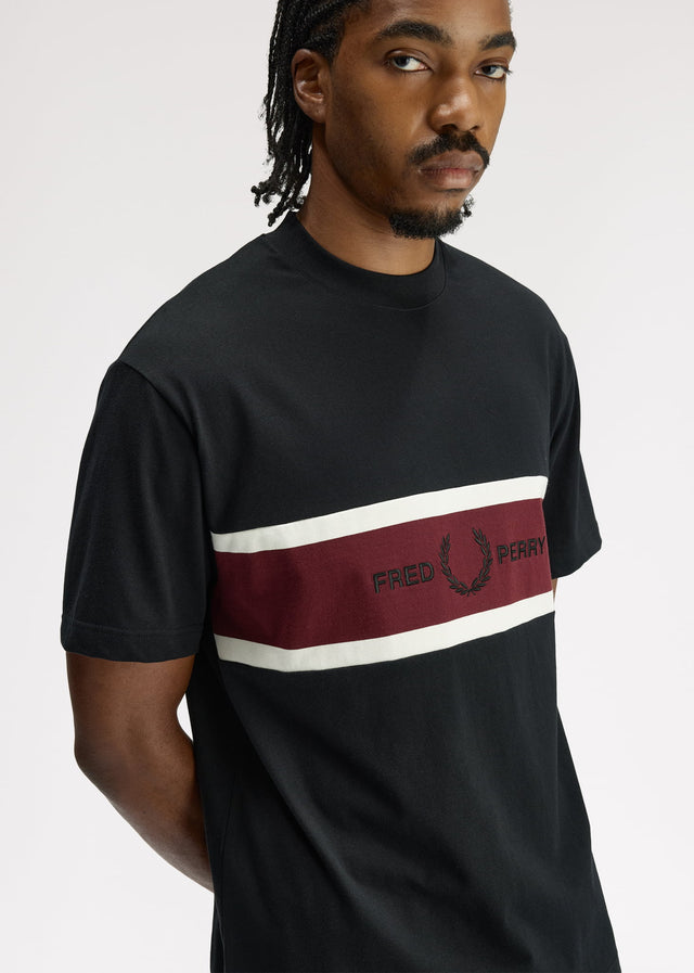Fred Perry T-Shirts Embroidered panel t-shirt - black