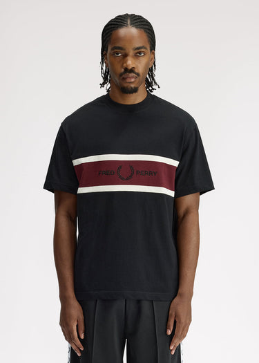 Fred Perry T-shirts Embroidered panel t-shirt - black