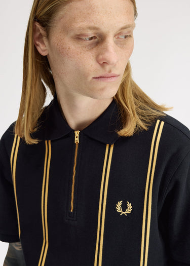 Fred Perry Polo's Vertical stripe polo shirt - black champagne