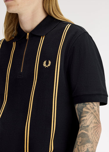 Fred Perry Polo's Vertical stripe polo shirt - black champagne