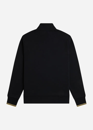 Fred Perry Truien Stripe tape half zip sweathshirt - black champagne