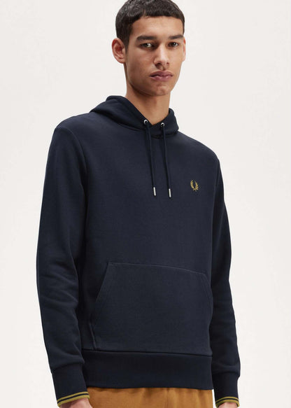 Fred Perry Hoodies  Tipped hooded sweatshirt - navy dark caramel 