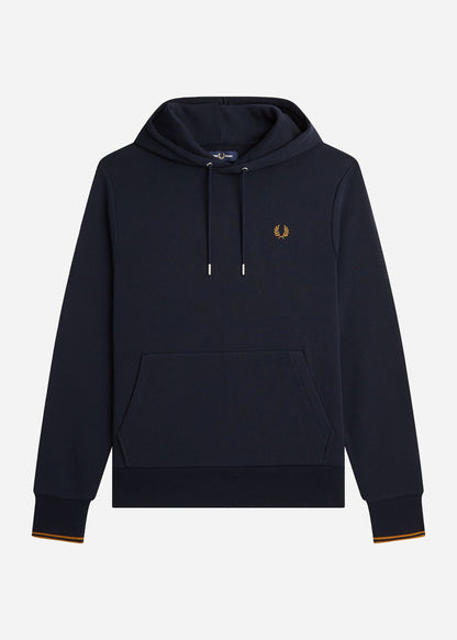 Fred Perry Hoodies  Tipped hooded sweatshirt - navy dark caramel 