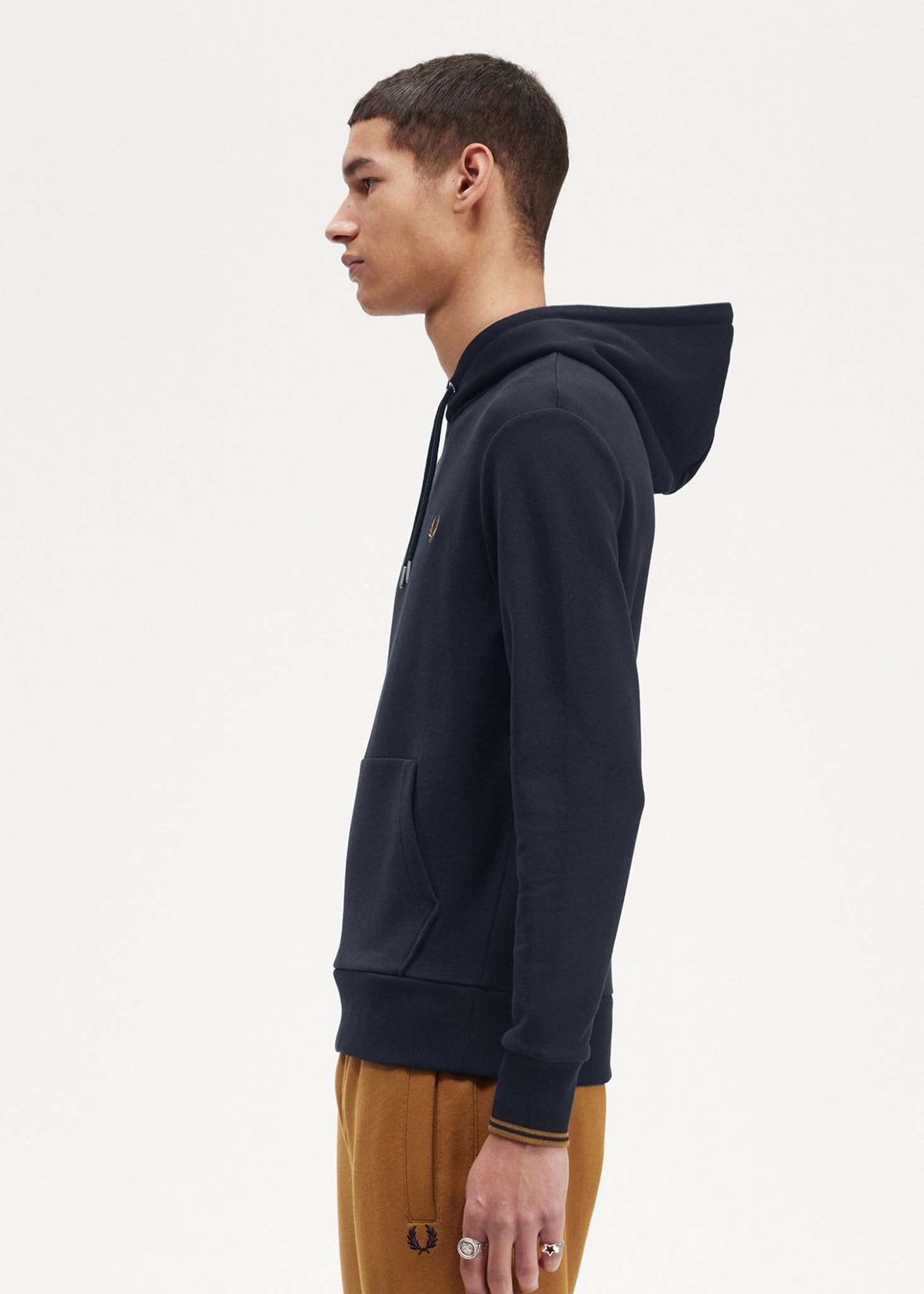 Fred Perry Hoodies  Tipped hooded sweatshirt - navy dark caramel 