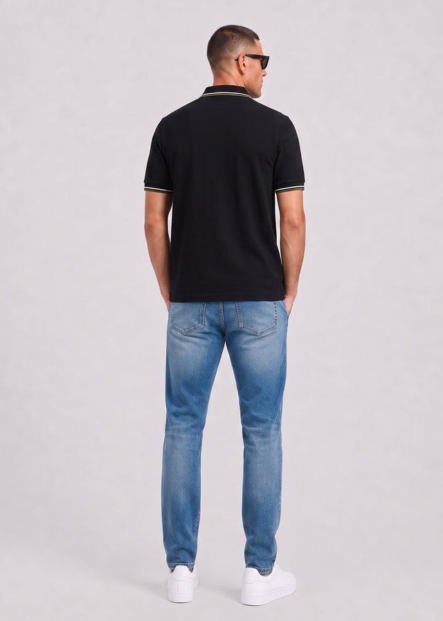 Fred Perry Poloshirts Twin tipped polo - black ecru laurel wreath green