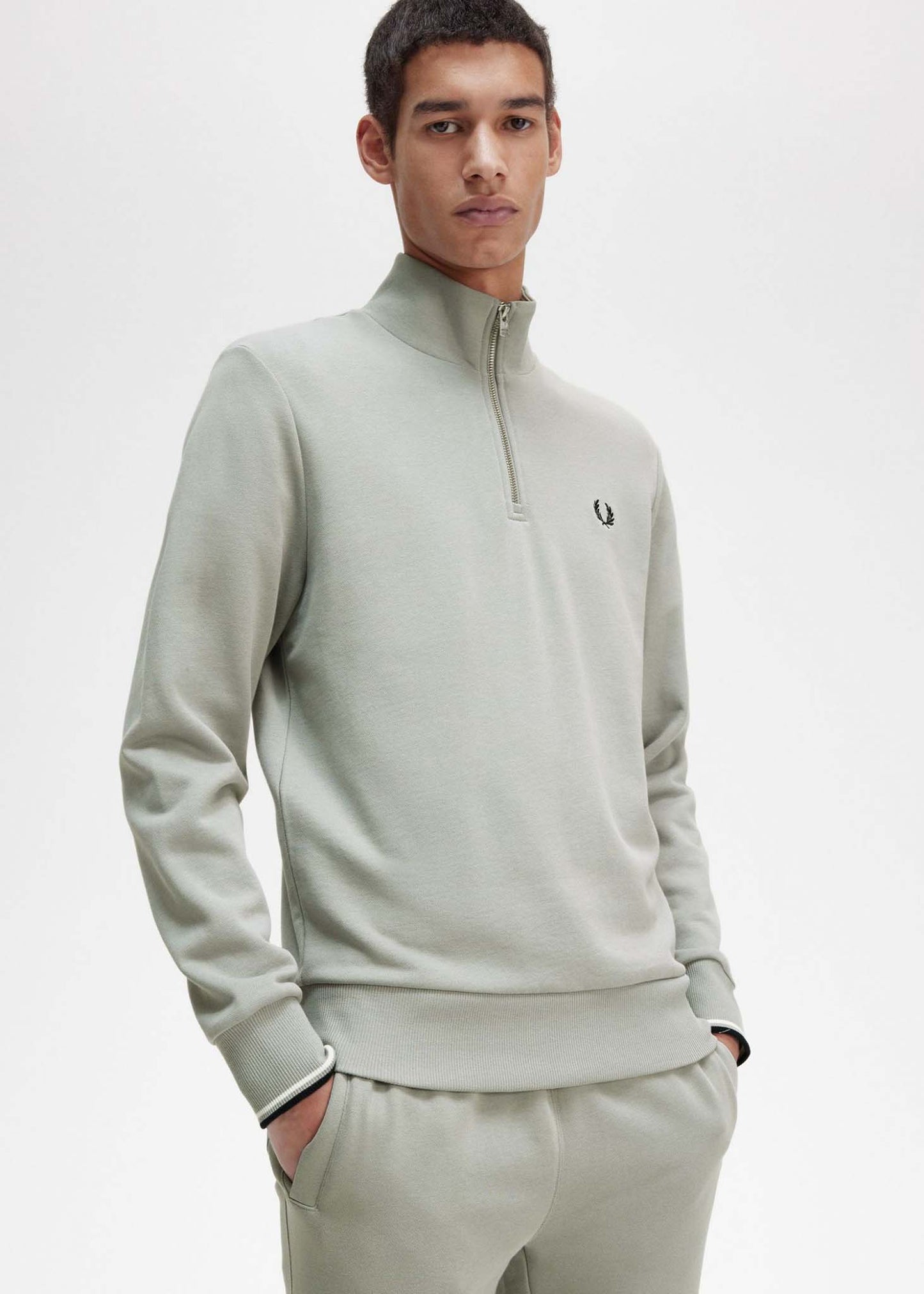 Fred Perry Truien  Half zip sweatshirt - limestone 