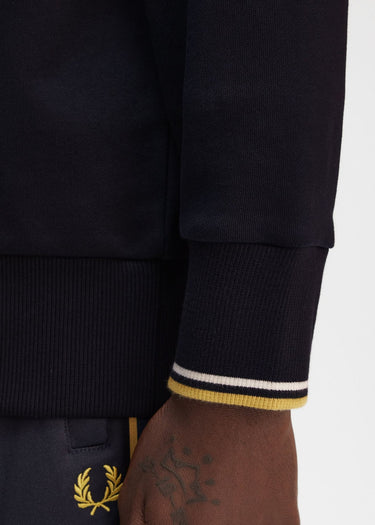 Fred Perry Truien Half zip sweat-shirt - navy ecru honeycomb