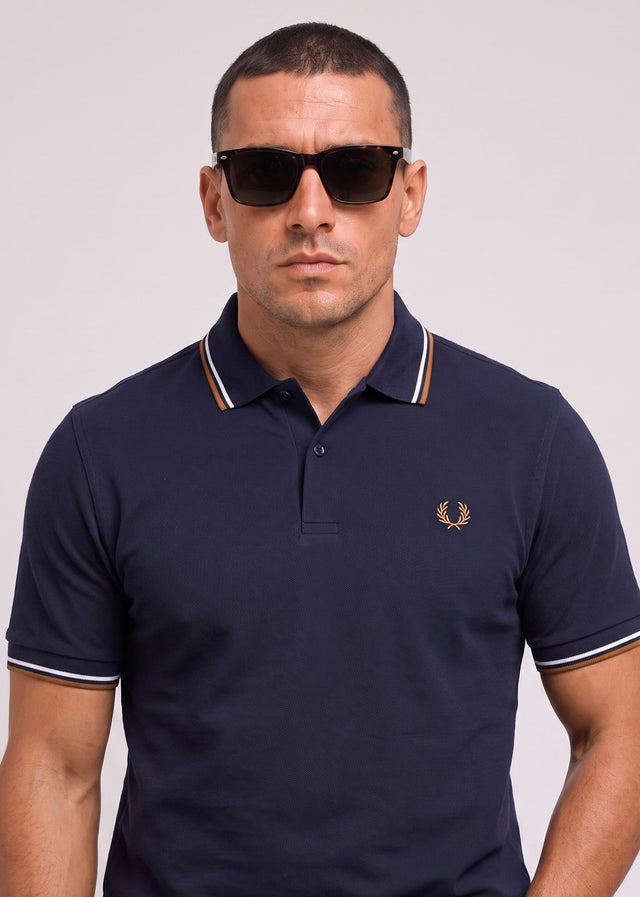 Fred Perry Poloshirts Twin tipped polo - twilight navy snow white dark caramel