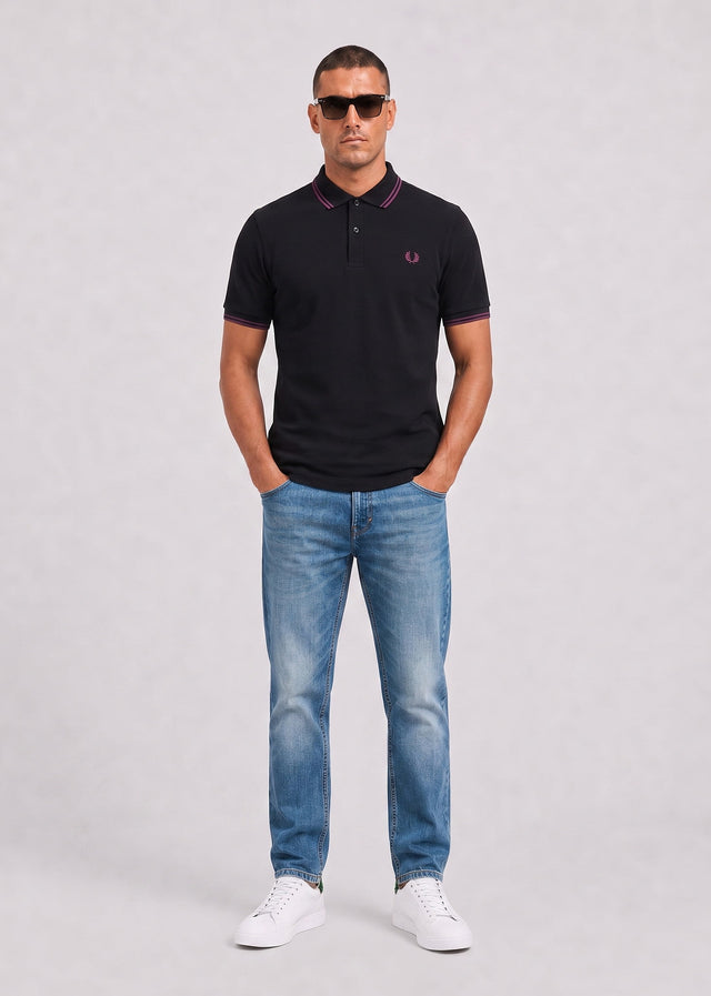 Fred Perry Poloshirts Twin tipped polo - black plum plum