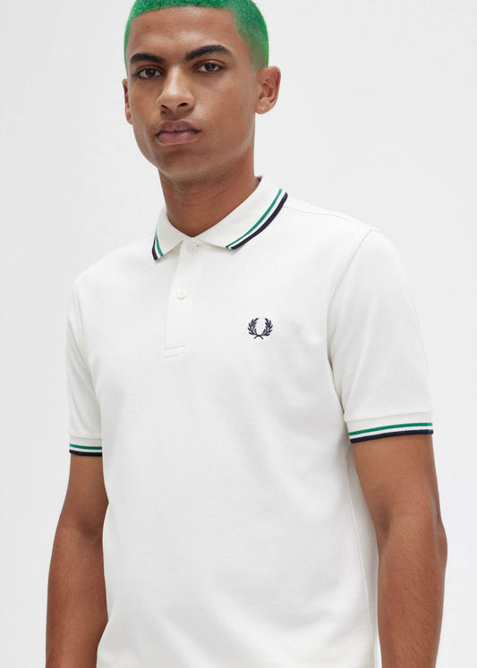 Fred Perry Polo's  Twin tipped fred perry shirt - ecru fp green navy 