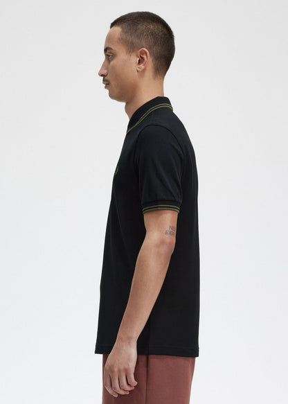 Fred Perry Polo's  Twin tipped fred perry shirt - black field green 