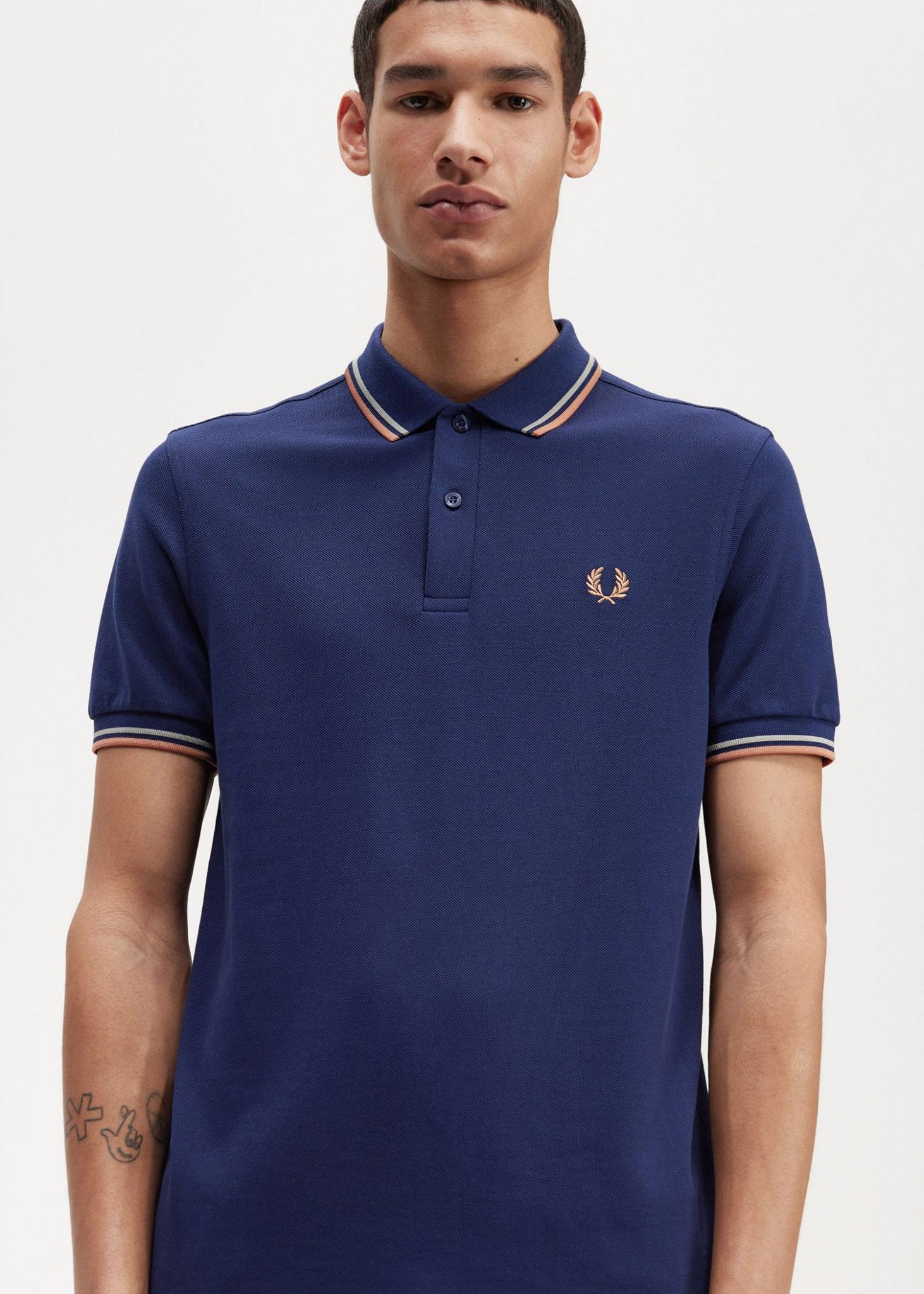 Fred Perry Polo's  Twin tipped fred perry shirt - french navy seagrass light rust 