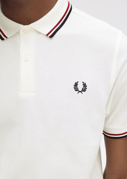 Fred Perry Polo's  Twin tipped fred perry shirt - snow white burnt red navy 