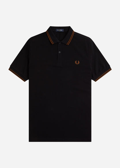 Fred Perry Polo's  Twin tipped fred perry shirt - black whisky brown 