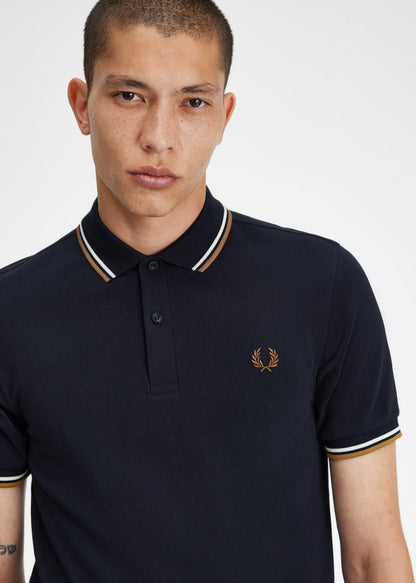 Fred Perry Polo's  Twin tipped Fred Perry shirt - navy snow white shsto 