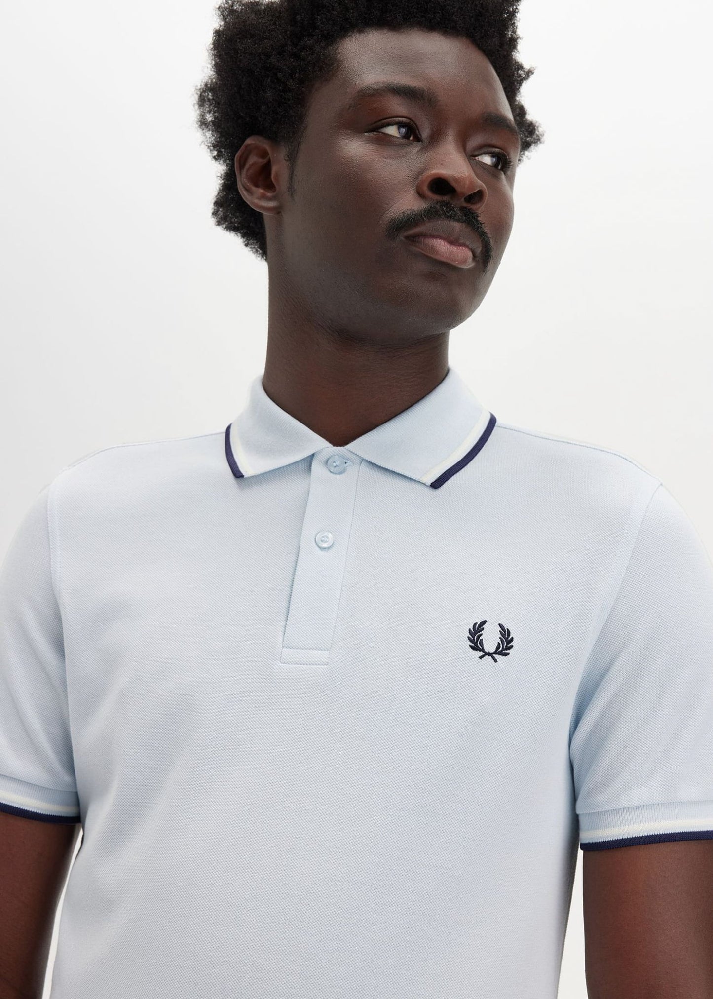 Fred Perry Polo's Twin tipped fred perry polo shirt-Light Ice Snow White Tennisblue