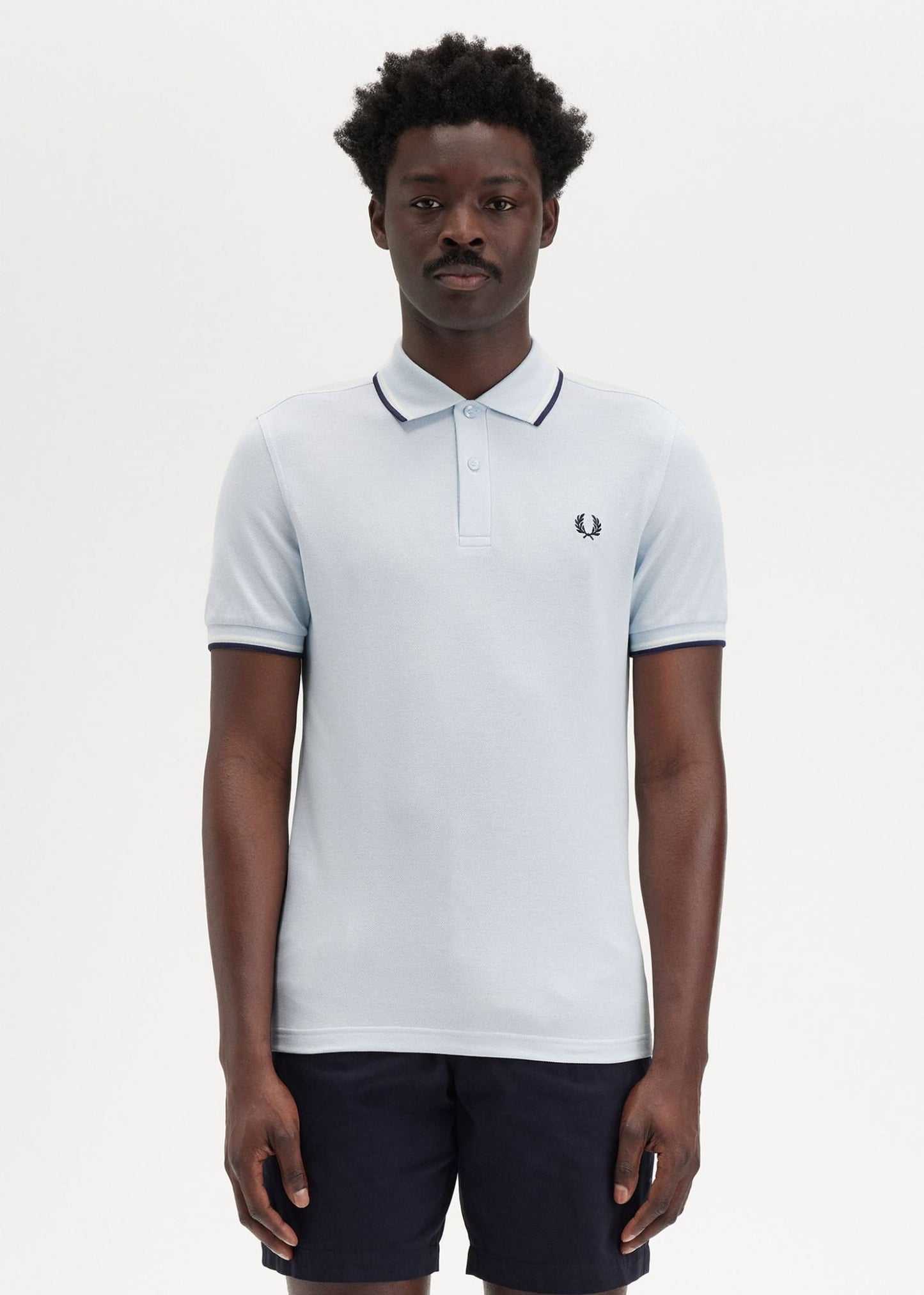 Fred Perry Polo's Twin tipped fred perry polo shirt-Light Ice Snow White Tennisblue