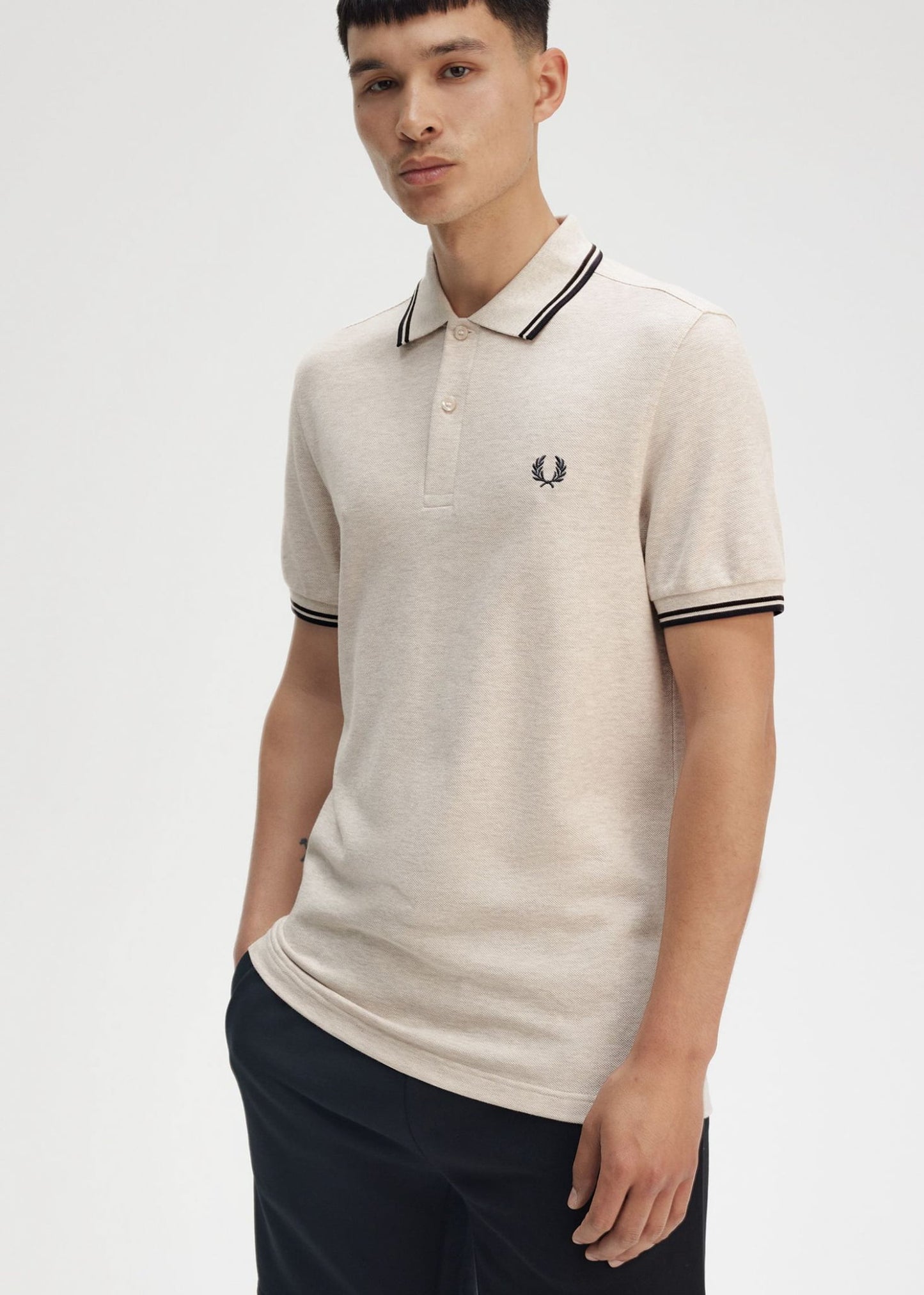 Fred Perry Polo's Twin tipped fred perry polo shirt- porridge marl brick anchor grey