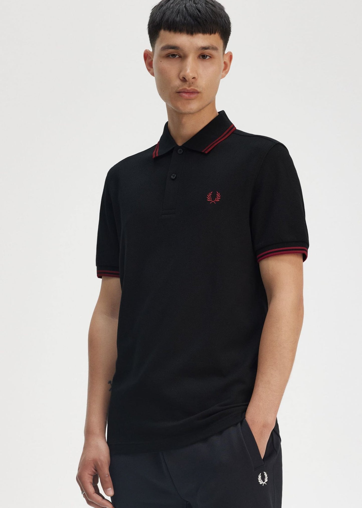 Fred Perry Polo's Twin tipped fred perry polo shirt- black burnt red