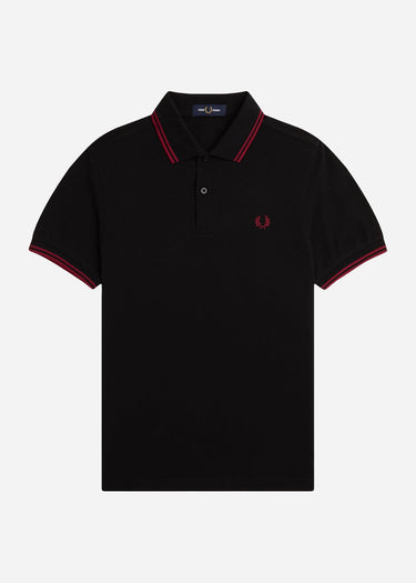 Fred Perry Polo's Twin tipped fred perry polo shirt- black burnt red