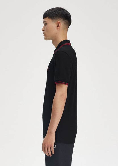 Fred Perry Polo's Twin tipped fred perry polo shirt- black burnt red