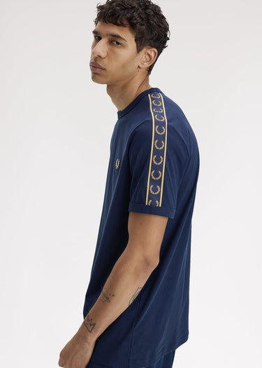 Fred Perry T-shirts Contrast tape ringer t-shirt - tennis blue champagne