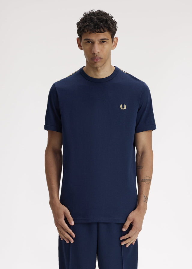 Fred Perry T-Shirts Contrast tape ringer t-shirt - tennis blue champagne