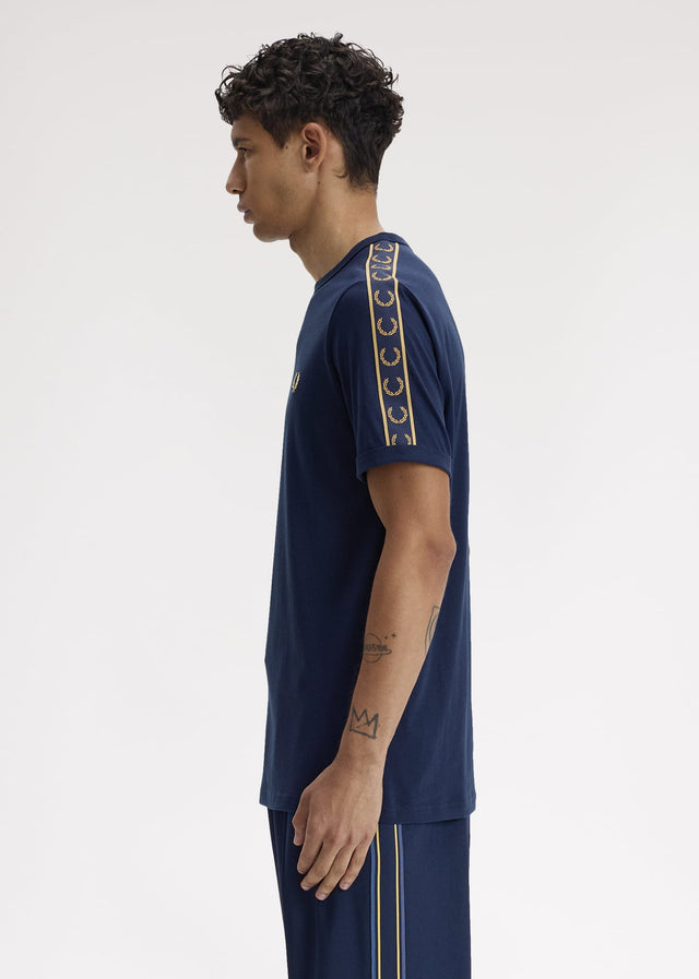 Fred Perry T-Shirts Contrast tape ringer t-shirt - tennis blue champagne