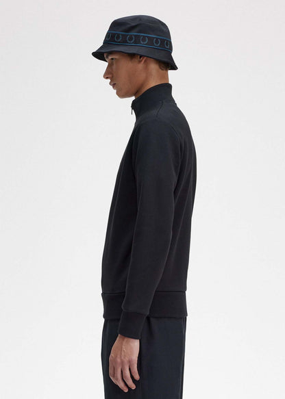 Fred Perry Truien  Embroidered half zip sweat - black 