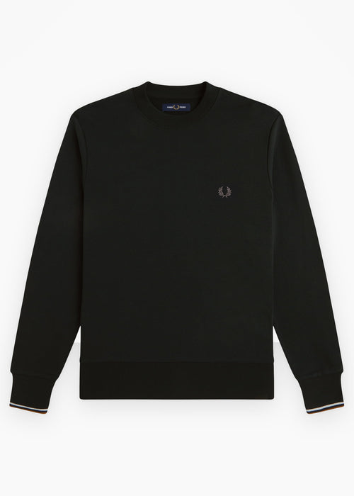 Crew neck sweatshirt - night green dusky blue dark caramel