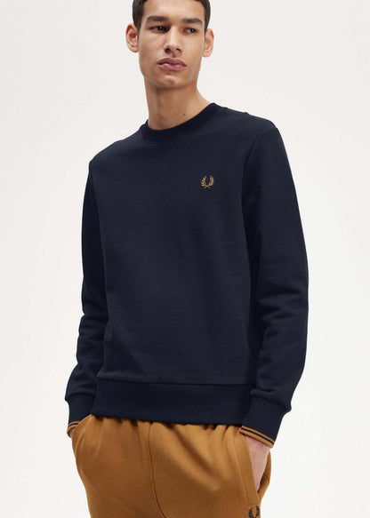 Fred Perry Truien  Crew neck sweatshirt - navy dark caramel 