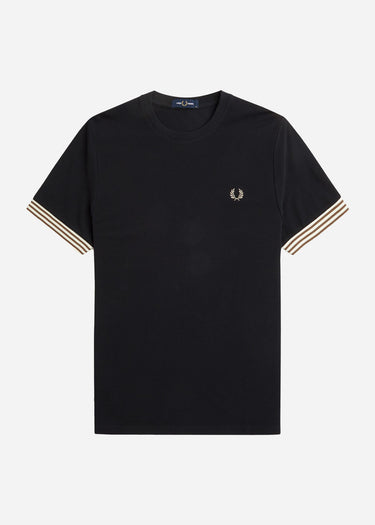 Fred Perry T-shirts  Striped cuff t-shirt - black 