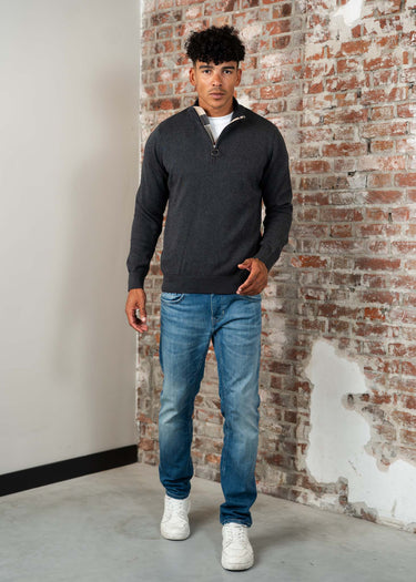 Barbour Truien Cotton half zip knitted jumper - charcoal