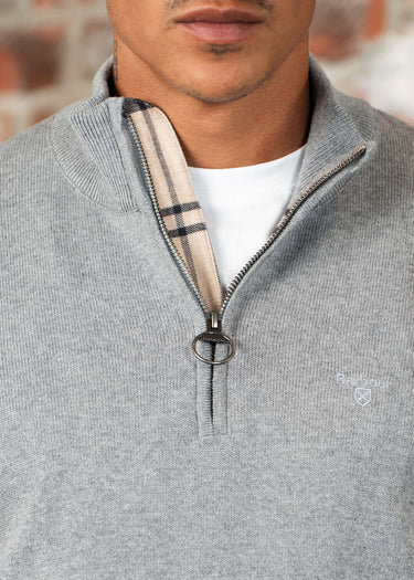 Barbour Truien Cotton half zip knitted jumper - grey marl
