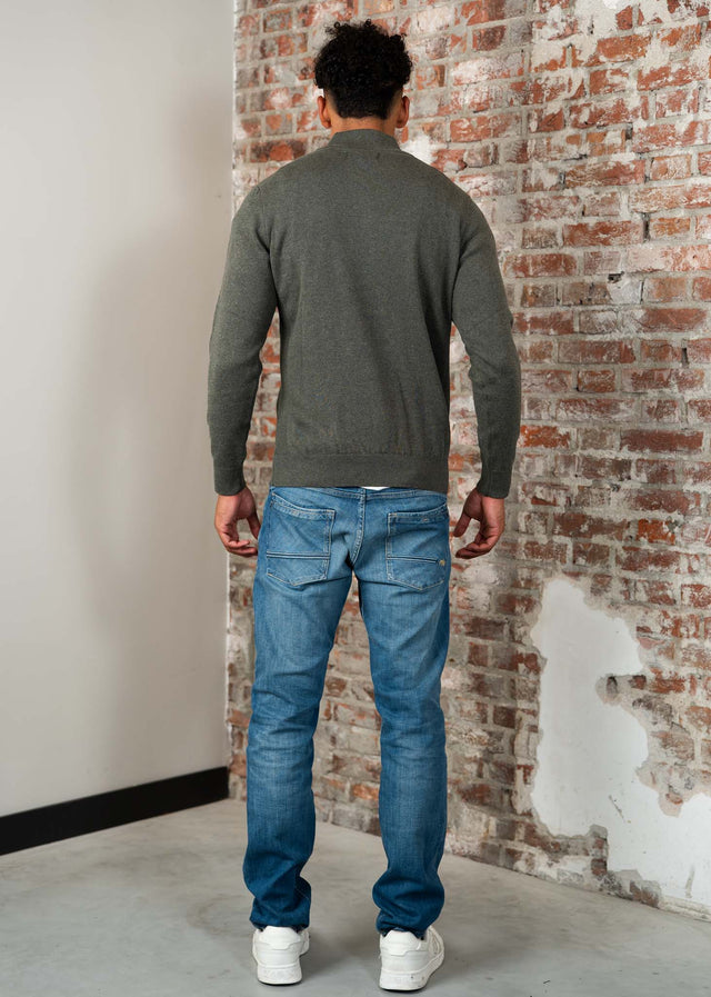 Barbour Pullover Cotton half zip knitted jumper - olive marl